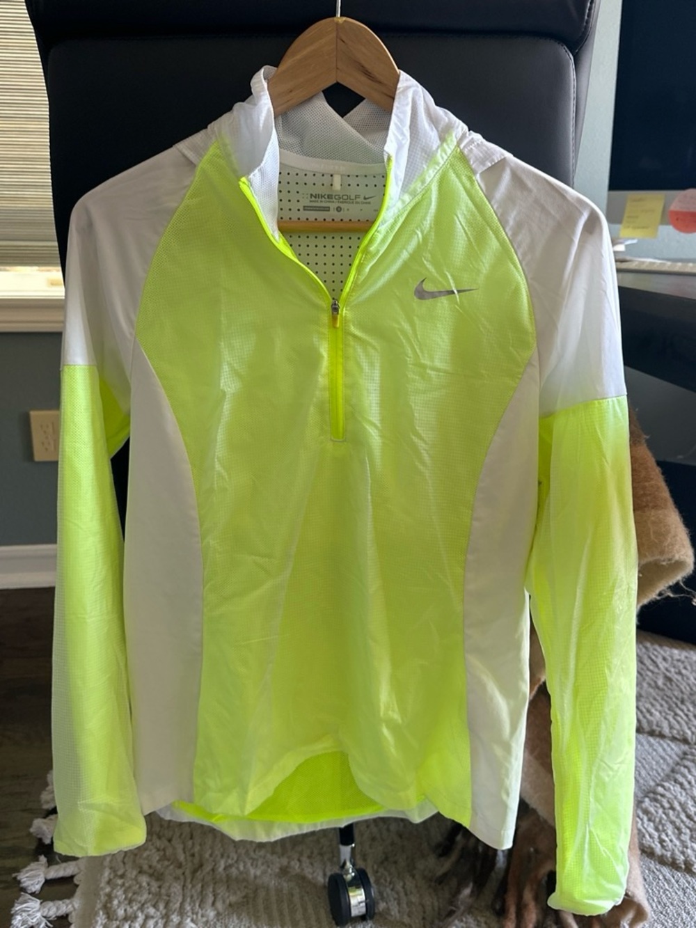 Nike Neon Yellow & White Golf Half-Zip Pullover